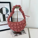 Qfdian Y2k Aesthetic Pleated Office Lady Crossbody Bags All Match Ins Bubble Quilted Cloud Bag Fashion Women Casual Shoulder Handbags