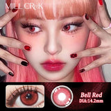 Qfdian Cosmetic Contact Lenses with degree Cospaly Red Colored Contact Lens for Eyes diopters Beauty Pupils Makeup Natural 2pcs/pair