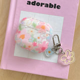 Qfdian Transparent Oil Painting Flower Shockproof Protector With Keychain For AirPods 1 2 3 4 Case For AirPods Pro 2 Protection Cover