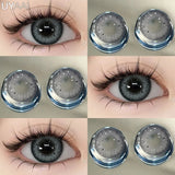 Qfdian 1 Pair Colored Contact Lenses for Eyes Natural Fashion Lenses Gray Beauty Pupils Blue Eye Lenses Cosmetics Soft Lenses
