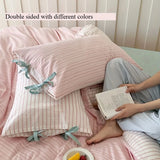 Qfdian  Double Sided Stripes Bow Pillow Cases 48x74cm Soft Comfortable Covers Cotton Pillow Cover Pillow Sham Beds Home Decoration gifts