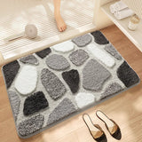 Qfdian  Water-absorbent Anti-slip Bath Mat Flocked Thickened Microfiber Bathroom Rug Carpet Bathroom Door Quick-drying Foot Mat