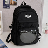 Qfdian Korean Chic Kawaii Cat Schoolbags High-capacity Y2k Aesthetic Students Backpacks Transparent Preppy Women Casual Travel Ita Bags