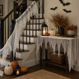 Qfdian  400x80 Inch Oversized Halloween White Creepy Cloth 33x6.5ft Spooky Fabric Cloth for Haunted House Creepy and Spooky Halloween D