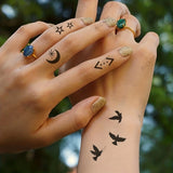 Qfdian  Waterproof Temporary Tattoo Sticker Stars, moons, birds Fake Tatto Flash Tatoo  Tato for Girl Women Men