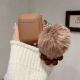 Qfdian  Caramel Color Soft Silicone Earphone Case with Bead Bracelet Couple For Apple Airpods 4 1 2 3 Pro 2 Bluetooth Charging Box Case