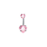 Qfdian  Fashion Internal Thread Belly Button Rings Heart Stainless Steel Belly Piercing Crystal Silver Body Jewelry Party Decoration
