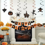 Qfdian  Halloween Party Decorations Set, Reusable Halloween Indoor Decorations Kit Including HAPPY HALLOWEEN Paper Banner for Home Deco