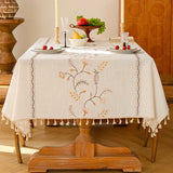Qfdian  Three-dimensional Embroidery Table Cloth Light Luxury French Retro Rectangular Coffee Table Cloth High-grade Cotton Linen Decor