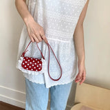 Qfdian  Patchwork Lace Dots Mini Purses and Handbags Sweet Kawaii Fashion Casual Crossbody Bag Korean Y2k Aesthetic Women Shoulder Bags