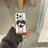 Qfdian Cute Dog Stand holder Phone Case Stripe For Iphone 17Pro 17 16ProMax 13 14 15 16 Pro Max 16Pro 15ProMax 15Pro 14Pro Cover Fundas