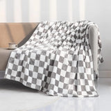 Qfdian Throw Blankets Flannel Blanket with Checkerboard Grid Pattern Soft Throw Blanket for Couch, Sofa Warm and Cozy for All Seasons
