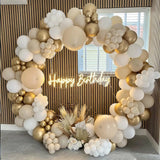 Qfdian  156Pcs White Gold Balloons Garland Arch Kit,for Student School Wedding Birthday Party Graduation Christmas Halloween Decoration