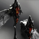 Qfdian  Fashionable new Gothic rhinestone inlaid pendant with long and short earrings, charming jewelry for rap rock parties, gifts