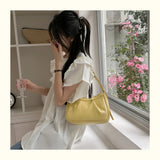 Qfdian Korean Chic Office Lady Shoulder Underarm Bag Elegant Pleated Casual Bags for Women Sweet Y2k Aesthetic Fashion Simple Handbags