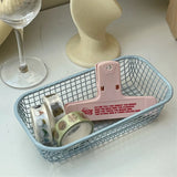 Qfdian  Desktop Ironwork Storage INS Metal Sundries Organizer Basket Pens Makeup Brushes Classification Basket Office Home Organization