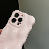 Qfdian Lovely Pink 3D Bubble Gloss Silicone Shockproof Phone Back Cover Fundas Case For iPhone 11 12 13 14 15 16 Pro Max Plus Coque