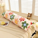 Qfdian  1PCS new milk fleece printed long throw pillow couple household double long pillow waist pillow