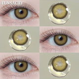 Qfdian  1 Pair Color Contact Lenses Beauty Eyes Pupils Fashion Makeup Beauty Cosmetics Soft Green Natural Brown Lens Yearly Use
