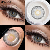 Qfdian  Contact Lenses Gray Cosmetic Eyes Colored Lens Natural Pupils Black Makeup Colored Pupils Beauty Black lenses Woman Makeup