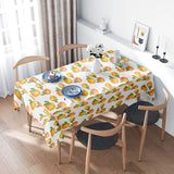 Qfdian  Fruit Tablecloth Cute Orange Pattern Kitchen Dining Table Cover Washable Tropical Decor Festive Party Table Topper Home Decor