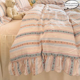 Qfdian  3 Piece seersucker stripe duvet cover Set ， comfortable Bedding Set Bedspread for All Season