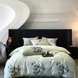 Qfdian 1000TC Egyptian Cotton Flowers Plant Prints Bedding Set Single Double Queen King Size Duvet cover Set Bed Sheet Pillowcases 4Pcs