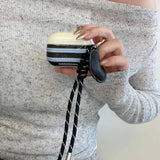 Qfdian Stripe Love Heart Lanyard For AirPods 4 2024 New Earphone Case For AirPods Pro 2 3nd Generation Wireless Bluetooth Charging Box