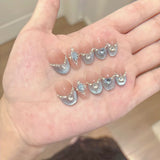Qfdian  10Ppcs Minimalist French Stick on Nails Gradient Crystal Cat Eye Fake Nails Nude Rhinestone False Nail Short Oval Press on Nails