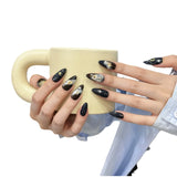 Qfdian 10pcs Almond Press on Nails with Shiny Star Moon Design False Nail Patch Wearable Handmade Ins Fake Nail Tips for Girl Gifts