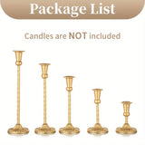 Qfdian  Gold Candlestick Holders Set Of 5, Wedding Birthday Candlelight Dinner Table Centerpiece, Halloween And Christmas Decorations