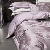 Qfdian 4Pcs High Precision Damask Jacquard Egyptian Cotton Soft Silky Bedding Set Duvet Cover Set Bed Sheet/Fitted Sheet Pillowcases