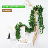 Qfdian  Artificial Creeper Leaf Silk Ivy Hanging Leaf Garland Plant  Home Bathroom Wedding Garden Decoration Green Vine 200CM
