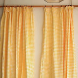Qfdian  Custom Country Style Grid Curtains for Living Room Bedroom with Hooks Short Drapes for Bay Window and Partition