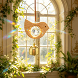 Qfdian  1pc Vintage Natural Wooden Bird Suncatcher Hanging Crystal Prism Rainbow Generator Window Hanging Reflector