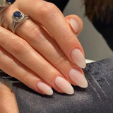 Qfdian  24Pcs Mid-length Almond Ballet False Nails Simple Cat Eye Design Press on Fake Nail Wearable Full Cover Nail Tips Manicure Tools