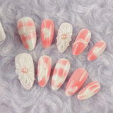 Qfdian  10pcs Handmade Press On Nails 3D Colorful Summer Sea Starfish Designs False Nail Patches For Women  Wearable Almond Fake Nails
