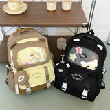 Qfdian High-capacity Casual Contrast Color Backpacks Y2k Aesthetic Transparent Schoolbags Streetwear Students Patchwork Backpack Women