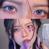 Qfdian Blue Purple Color Contact Lenses Softlens for Eyes Lenses Cosmetic Eyecontacts with Myopia