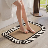 Qfdian  Retro Linen Bath Mat - Quick Absorb & Dry Woven Bathroom Rug, Non-Slip Shower Door Mat with Durable Rubber Backing