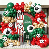 Qfdian  112Pcs Soccer Balloon Garland Kit |   Red, Green & Gold Football Birthday Party Decor for Soccer Fans 🎈