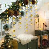 Qfdian  4PCS Gold 3D Stars Metallic Paper Hanging Garlands for Christmas Wedding Birthday Graduate Party Ceiling Decorations Supplies