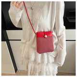 Qfdian  Women Vintage Crochet Mini Cellphone Bag Trendy Casual Travel Shoulder Crossbody Bags New Streetwear Fashion Purses and Handbags