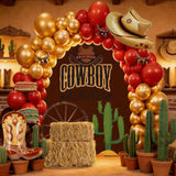 Qfdian  107Pcs Cowboy Rodeo Balloon Garland Kit |   Red & Gold Western Party Decor for Fiesta & Birthdays 🎈