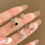 Qfdian 6PCS Y2K Punk Crystal Star Moon Pendant Earring Set For Women Girl Men Gothic Vintage Aesthetic Grunge Jewelry Ear Accessories
