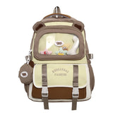 Qfdian High-capacity Casual Contrast Color Backpacks Y2k Aesthetic Transparent Schoolbags Streetwear Students Patchwork Backpack Women