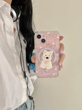Qfdian Spring flower back cover for iphone 13 15 pro max 15pro 13promax 13pro 12 14promax transparent puppy bracket magnetic phone case