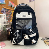 Qfdian Patchwork Contrast Color Kawaii Chic Schoolbags High-capacity Preppy Pockets Backpack All Match Y2k Backpacks for Women Students