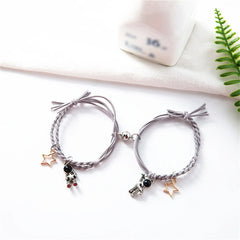 2Pcs/Set Astronaut Hollow Star Couple Bracelet For Lovers Magnetic Attract Spaceman Braided Rope Bracelets Friendship Jewelry