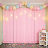 Qfdian  6 Panels-2.42ft×8ft Yellow Chiffon Sheer Backdrop Curtains for Parties Baby Shower Wedding Birthday Party Backdrop Stand